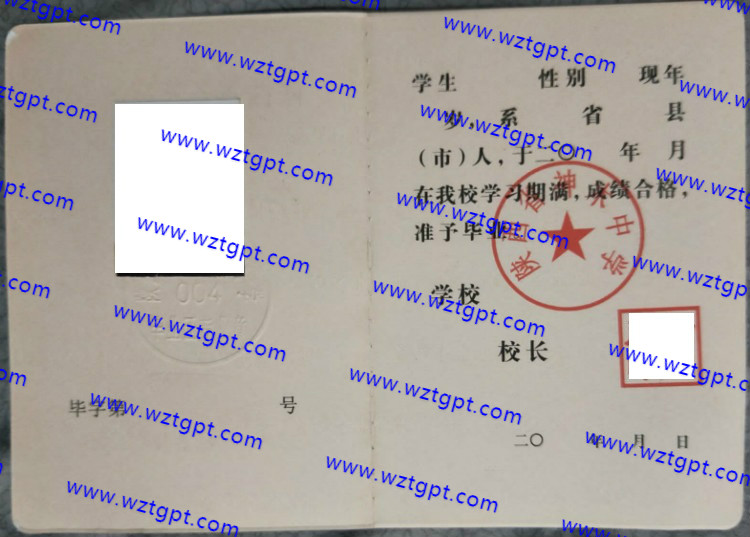 陕西省神木中学高中毕业证样本