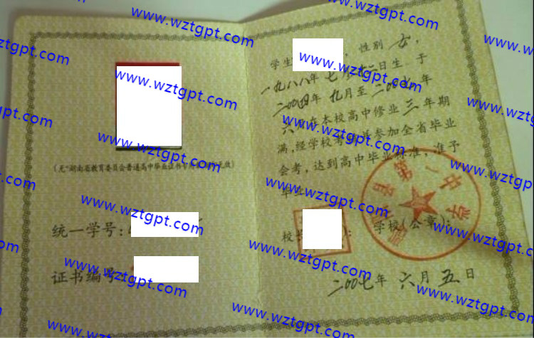 邵阳县第一中学高中毕业证样本