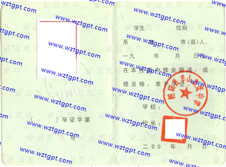 朝阳县羊山高级中学高中毕业证样本