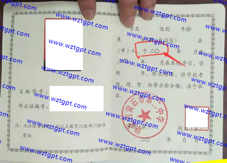 湖北省黄石市第二中学高中毕业证样本