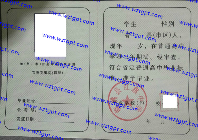 临洮县红旗中学高中毕业证样本