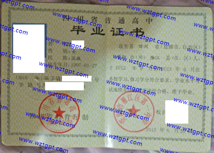 资阳市雁江区第一中学高中毕业证样本