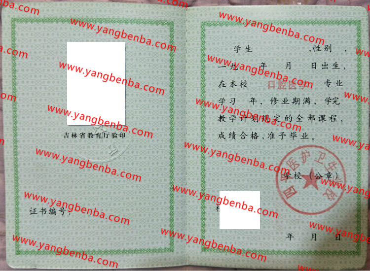 四平医护卫生学校中专毕业证样本