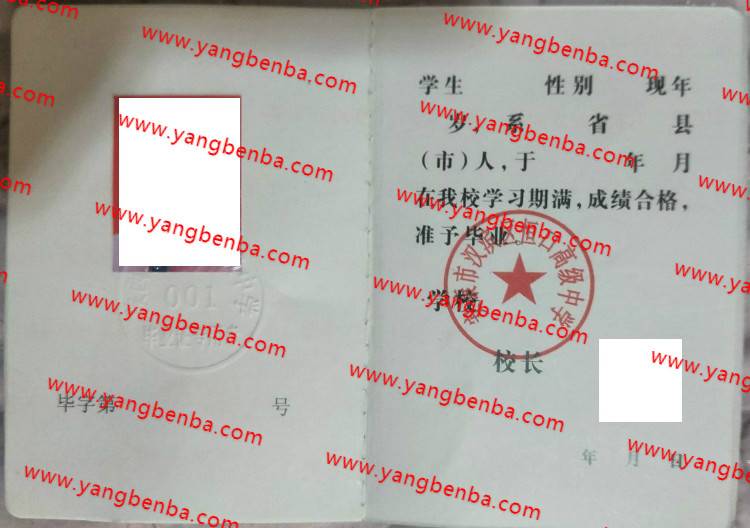 安康市汉滨区恒口高级中学高中毕业证样本