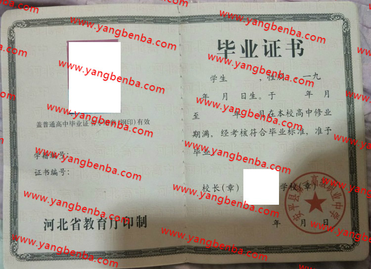 安平县第一高级职业中学高中毕业证样本