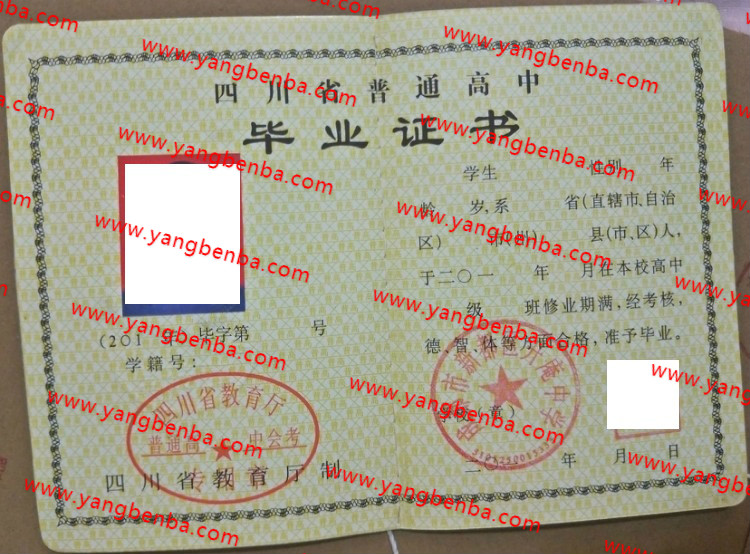 成都市新都区升庵中学高中毕业证样本