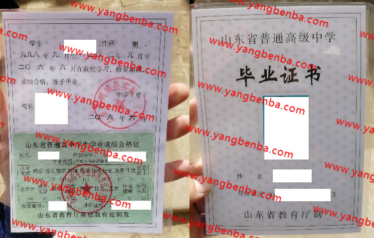山东省鄄城县实验中学高中毕业证样本