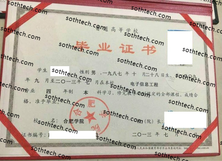 2013合肥学院毕业证样本