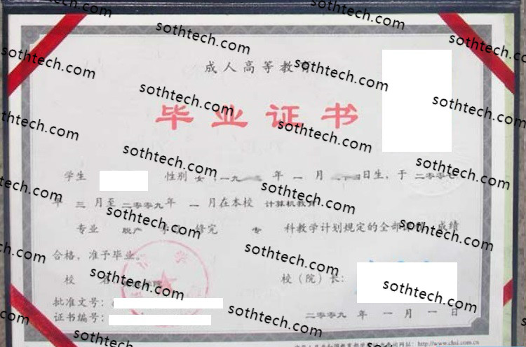 2009成教黄淮学院毕业证样本