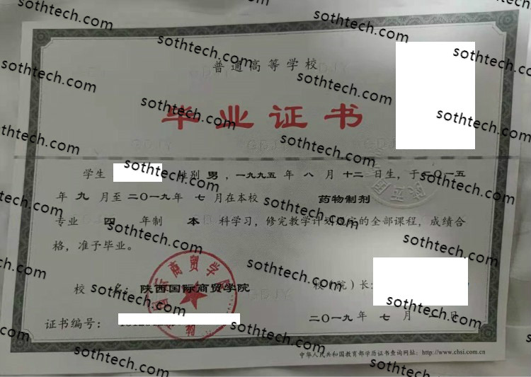 2019陕西国际商贸学院毕业证样本