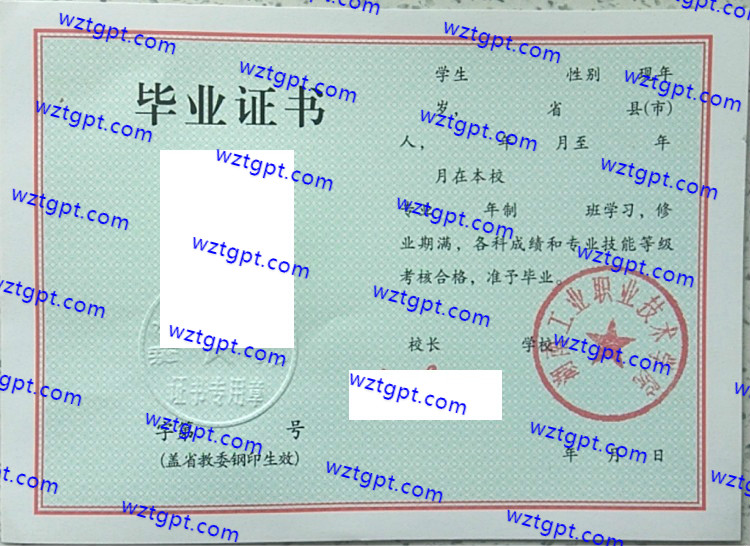 湖南工业职业技术学院中专毕业证样本