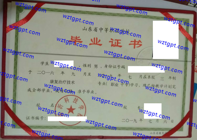 临沂科技学校中专毕业证样本