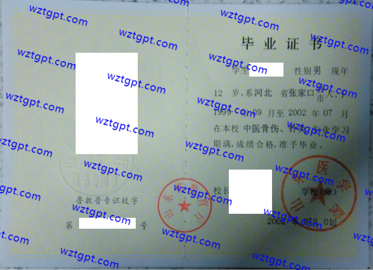 山东医学院中专毕业证样本