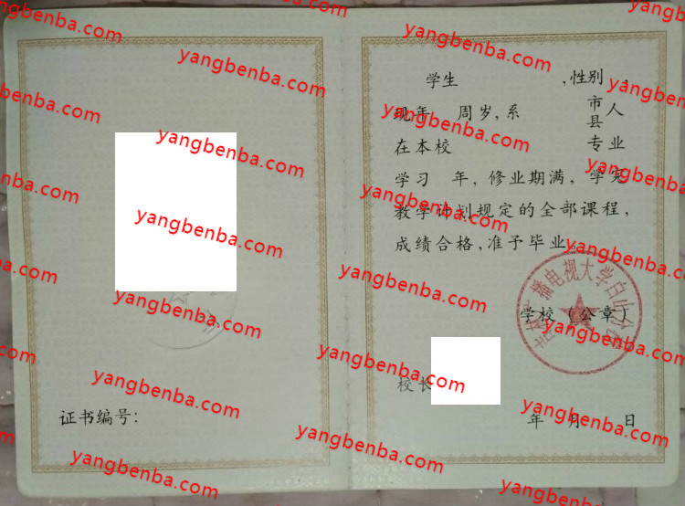 吉林广播电视大学白山分校中专毕业证样本