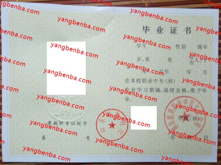 廊坊医药职业中等专业学校中专毕业证样本