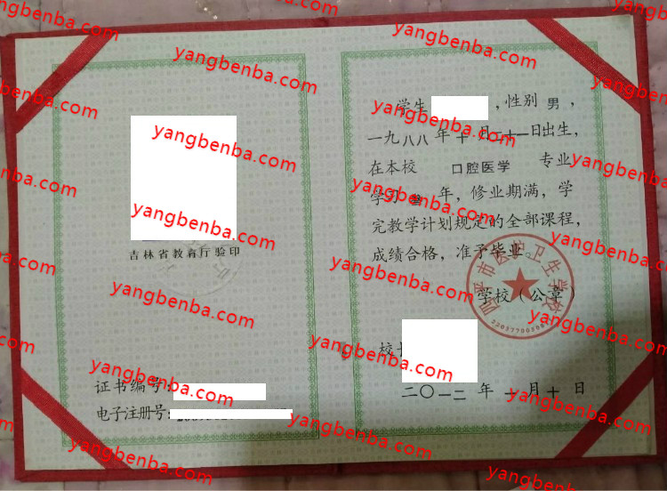 四平市医护卫生学校中专毕业证样本