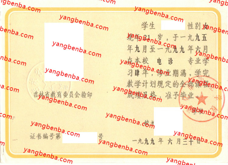 通化市卫生学校中专毕业证样本