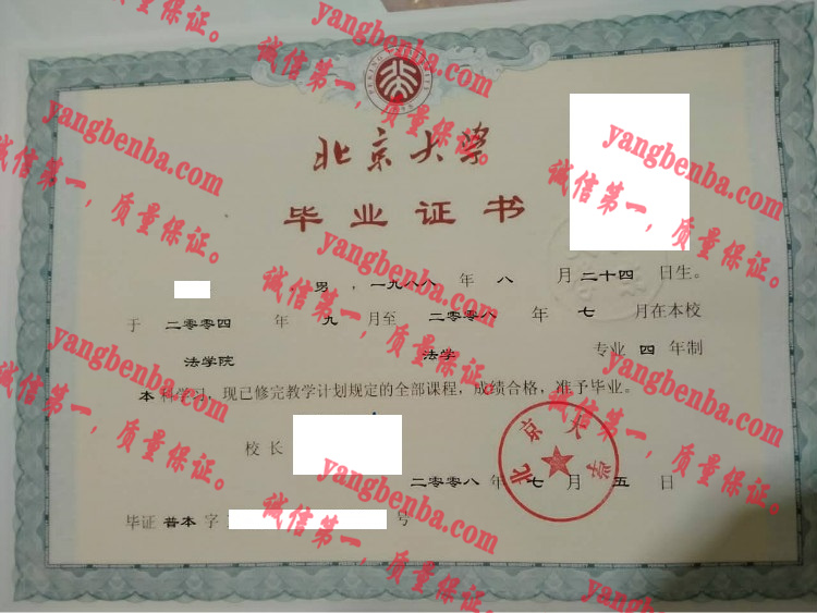 北京大学毕业证样本