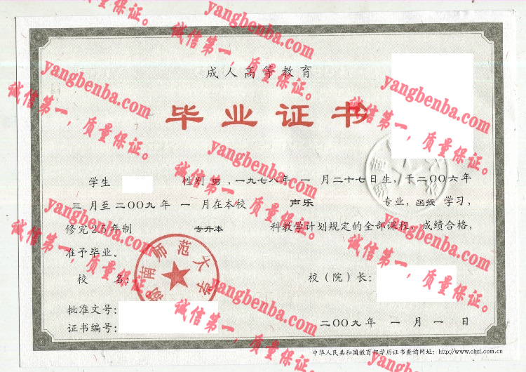 湖南师范大学毕业证样本