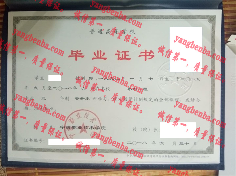 宁波职业技术学院毕业证样本