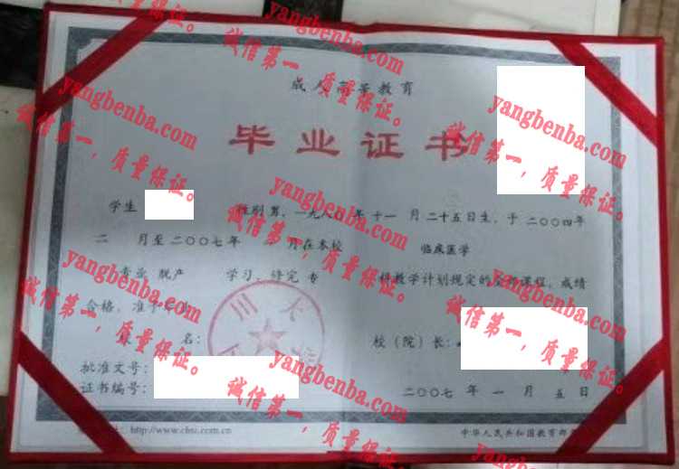 四川大学毕业证样本