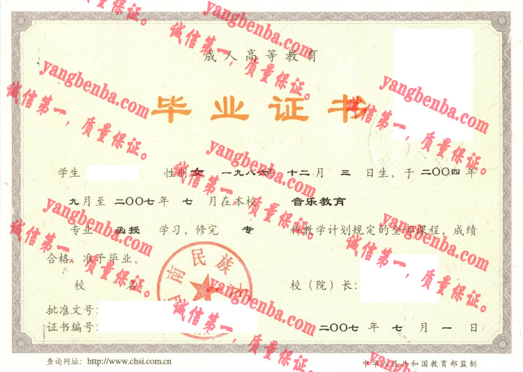 西南民族大学毕业证样本