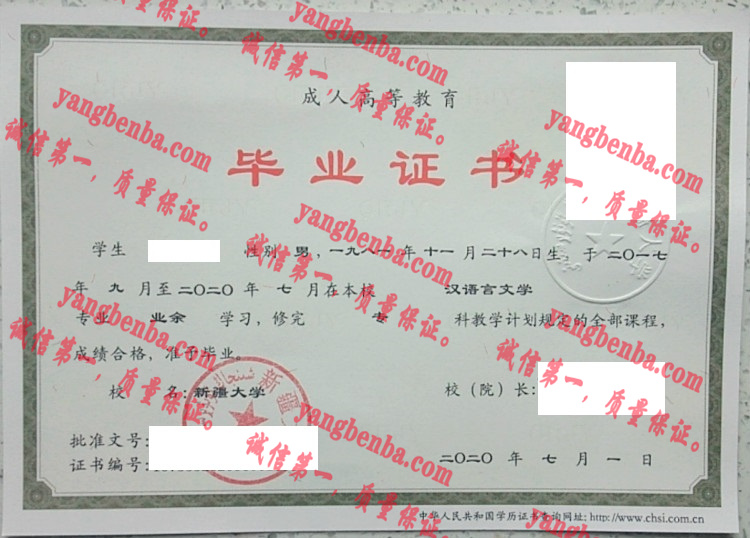 新疆大学毕业证样本