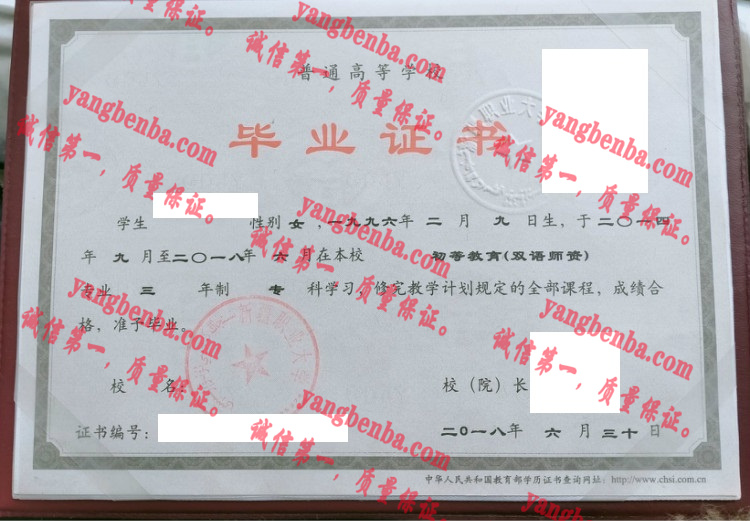 新疆职业大学毕业证样本