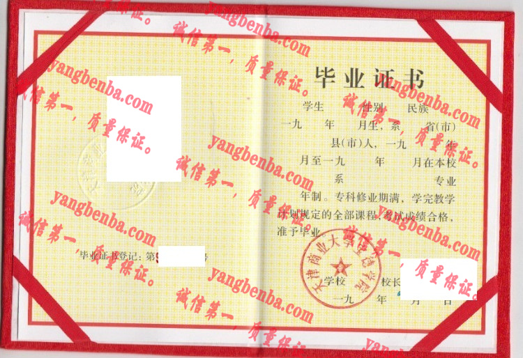 天津商业大学宝德学院毕业证样本