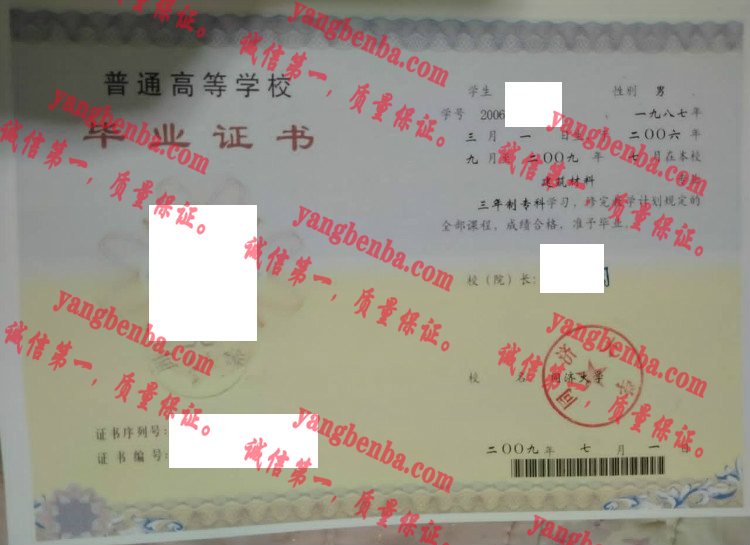 同济大学毕业证样本