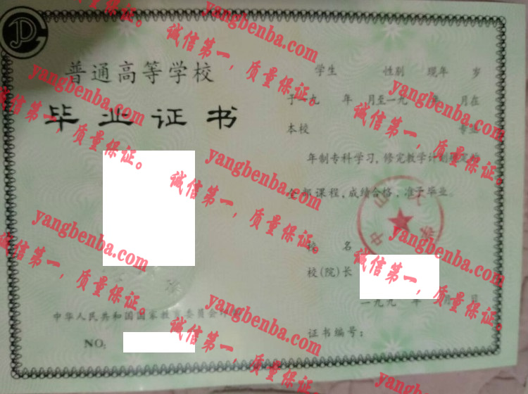 中山大学毕业证样本