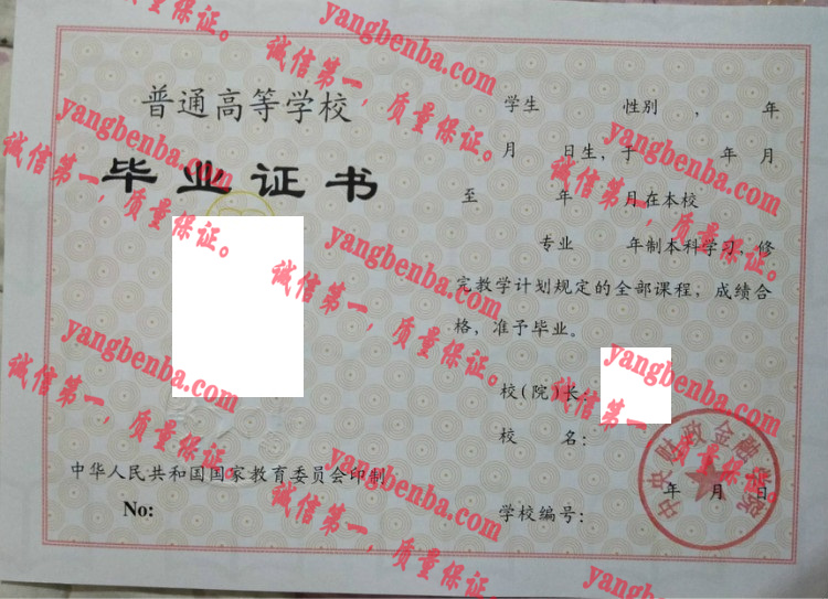 中央财政金融学院毕业证样本