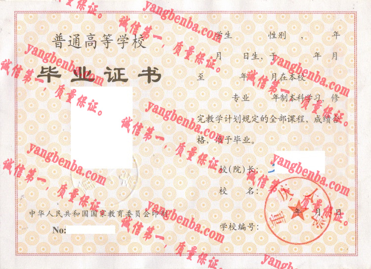 重庆大学毕业证样本