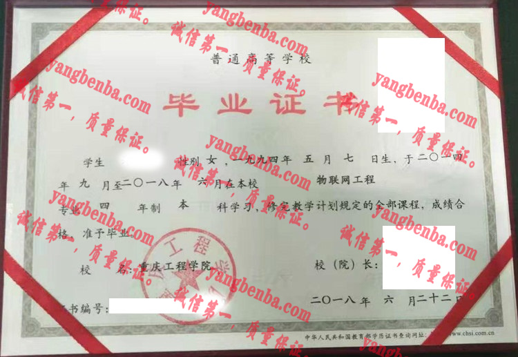 重庆工程学院毕业证样本