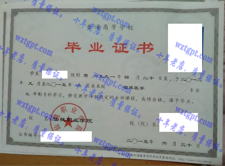 仙桃职业学院毕业证样本