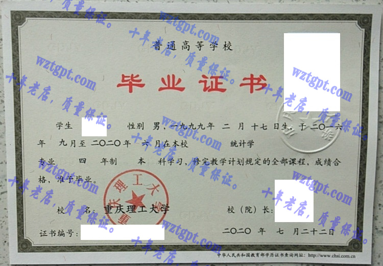 重庆理工大学毕业证样本