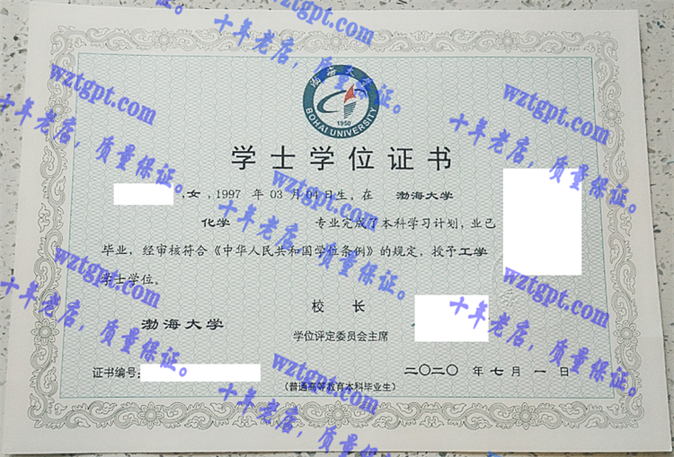 渤海大学毕业证样本