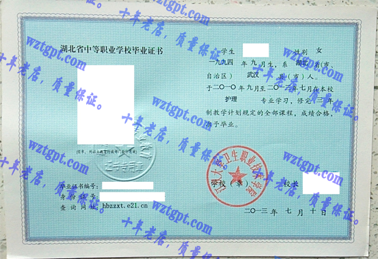 江汉大学卫生职业技术学院毕业证样本