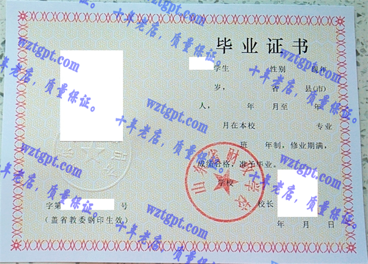 山东省财政学校毕业证样本