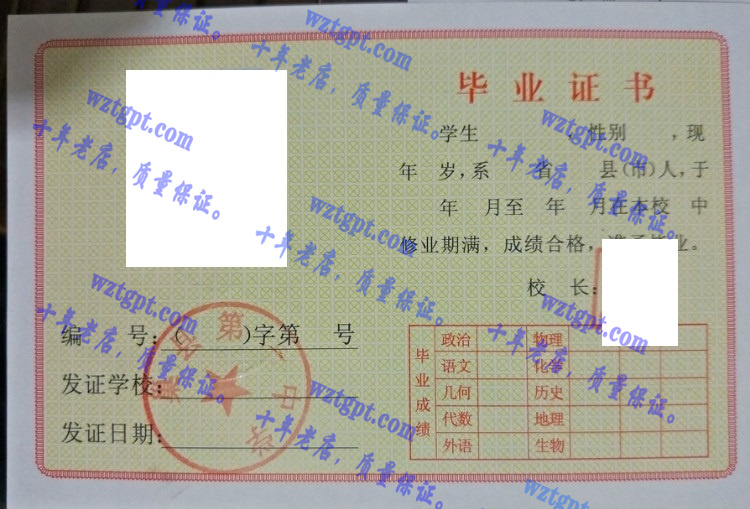 巢县第一中学毕业证样本