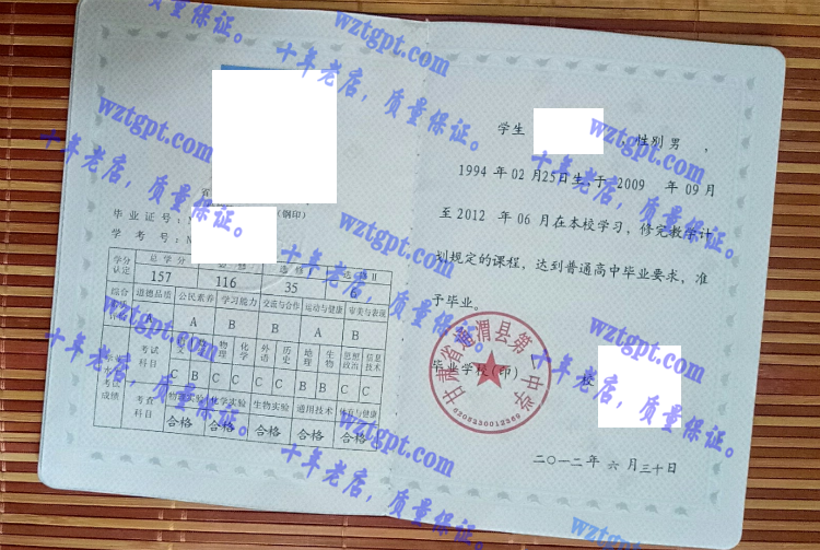 甘肃省通渭县第一中学毕业证样本