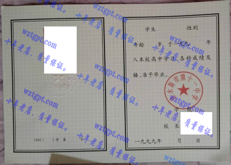 佳木斯市第十一中学毕业证样本