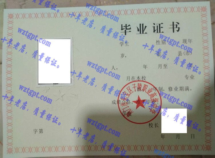 荆门市东宝区子陵职业高级中学毕业证样本