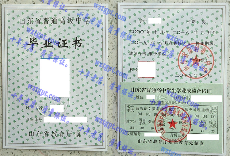 山东省垦利第一中学毕业证样本