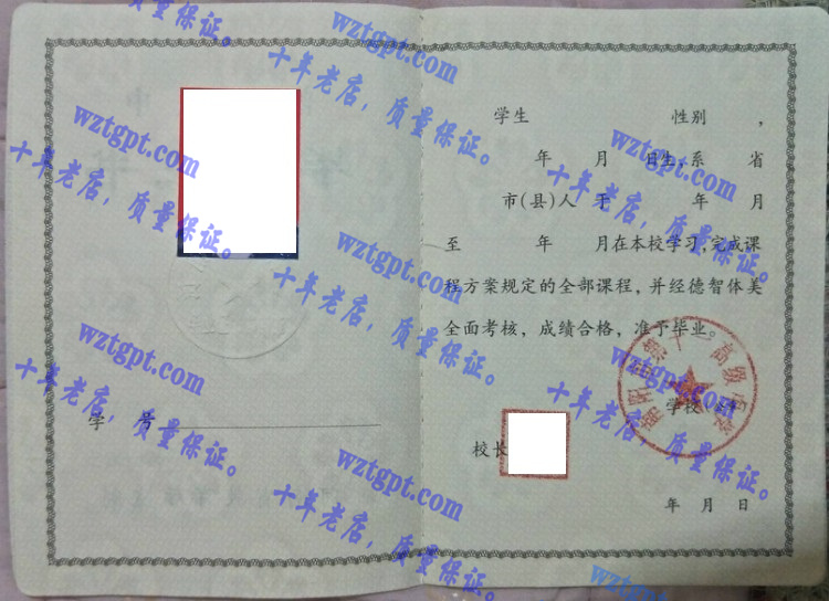 南阳市第十一高级中学毕业证样本