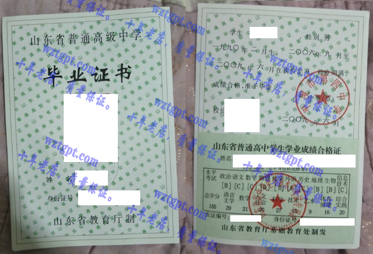 平度市第四中学毕业证样本