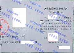 太和县第二中学毕业证样本