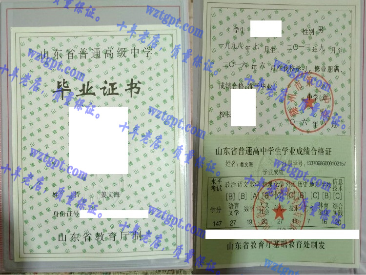 滕州市第三中学毕业证样本