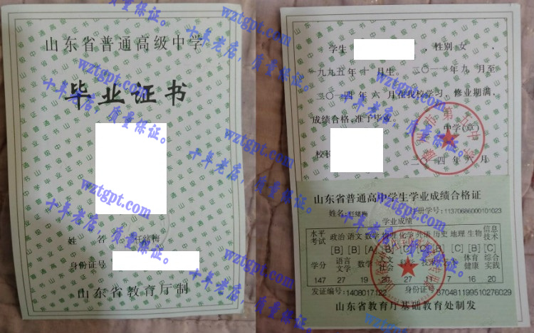 滕州市第五中学毕业证样本