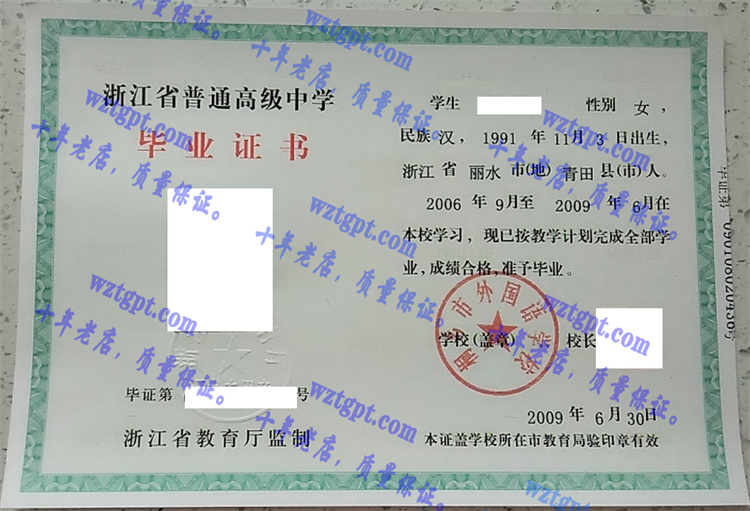 桐乡市外国语学校毕业证样本